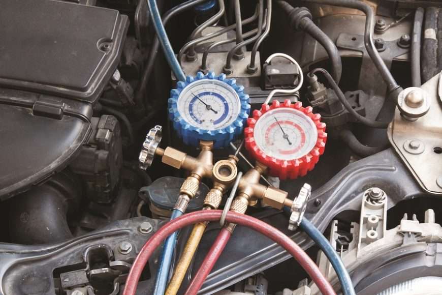 Car AC Inspection: picture of gauges used to test car AC system